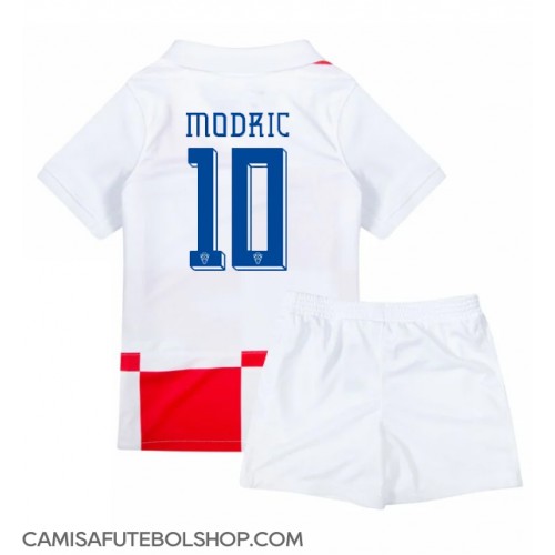 Camisa de time de futebol Croácia Luka Modric #10 Replicas 1º Equipamento Infantil Europeu 2024 Manga Curta (+ Calças curtas)